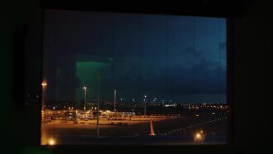 间隔拍摄视图机场跑道晚上一天时间阿姆斯特丹机场schiphol荷兰