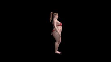 脂肪女人摆姿势相机旋转无缝的循环α通道