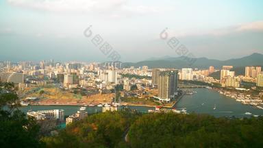 全景视图度假村酒店美丽的湾蓝色的绿松石水域南中国海