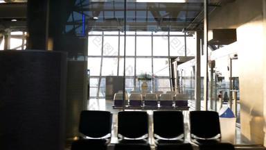 机场终端门日落时间多莉拍摄旅行运输业务镜头背景