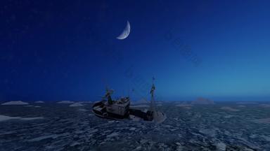 钓鱼船<strong>被困</strong>北极冰月亮相机飞