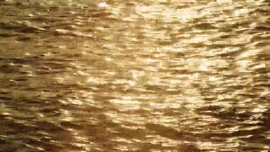 黄金闪闪发光的表面水日出慢移动金波浪表面闪烁自然背光相机编解码器