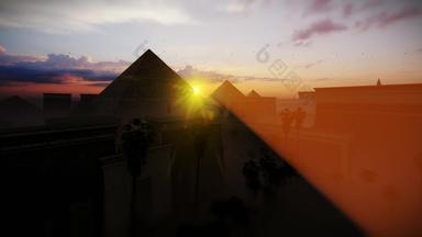 伟大的吉萨金字塔胡夫门考雷哈夫拉神奇的日出开罗埃及