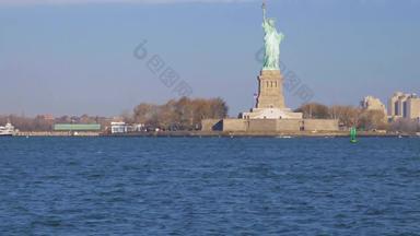 雕像自由阳光明媚的一天纽约城市曼联州美国视图水<strong>替身</strong>拍摄