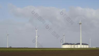 风涡轮机原油石油存储埃姆斯哈芬港区域德尔菲兹格罗宁根荷兰