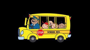 学校公共汽车快乐<strong>孩子</strong>们卡通字符