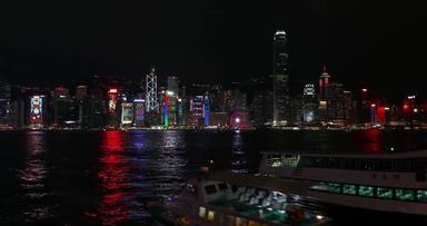 锅在香港香港中央天际线船维多利亚港口在香港香港中国