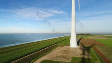 观点风涡轮农村景观东北圩田urk弗莱福兰荷兰