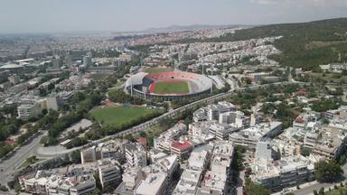 塞萨洛尼基希腊景观无人机拍摄kaftanzoglio体育场