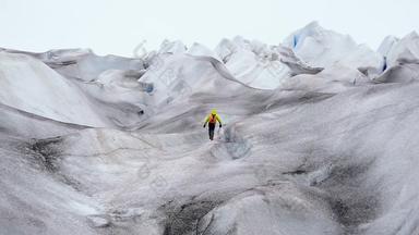 锅徒步旅行者走qualerallit冰川纳尔萨克南格陵兰岛格陵兰岛