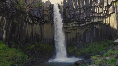 黑色瀑布瀑布瓦特纳冰川国家公园冰岛