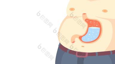 <strong>胃酸</strong>动画白色背景胃炎引起的胃炎常见的年龄