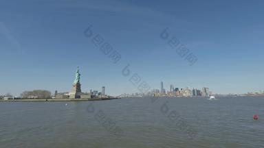 纽约美国雕像自由曼哈顿背景视图