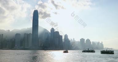 锅在香港香港中央天际线明星渡船维多利亚港口在香港香港中国