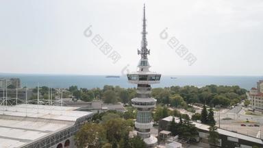 塞萨洛尼基希腊空中无人机城市视图奥特电信塔