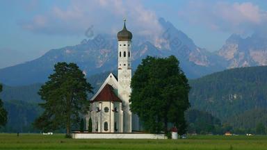 朝圣之旅教堂colomanSchwangau山范围背景巴伐利亚阿尔高德国