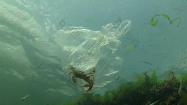 <strong>垃圾</strong>水聚乙烯袋杀死<strong>海洋</strong>动物蟹这一点生态自然塑料黑色的海乌克兰