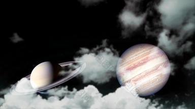 土星木星上升回来轮廓云晚上天空冬天<strong>冬至</strong>罕见的现象