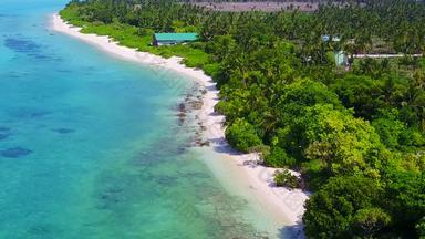 阳光明媚的风景异国情调的度假胜地海滩时间蓝色的环礁湖明亮的桑迪背景礁