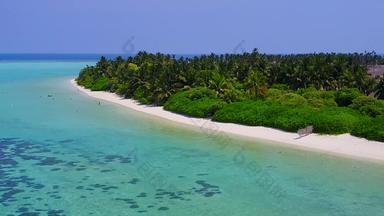 空中无人机景观天堂岛海滩旅行清晰的水明亮的桑迪背景