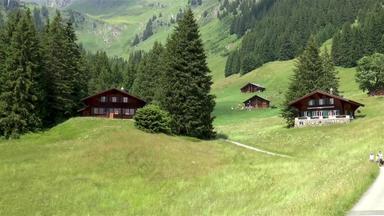 》剧组瑞士阿尔卑斯山脉全景的观点
