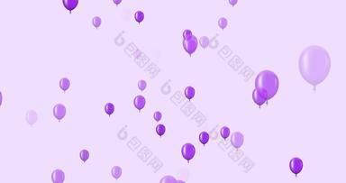 动画飞行紫罗兰色的气球黑暗背景周年纪念日快乐泊位日
