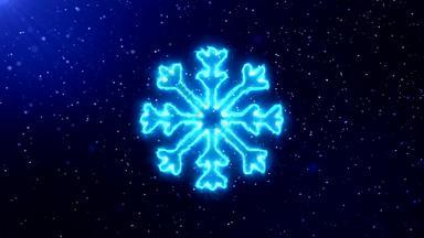 圣诞节雪花闪烁黑暗蓝色的背景包围移动粒子白色雪