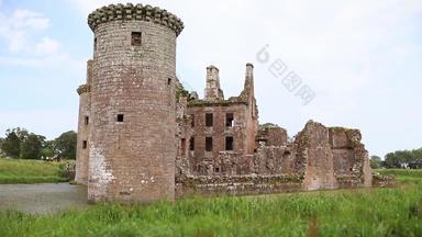 古老的废墟欧洲苏格兰堡垒caerlaverock包围自然