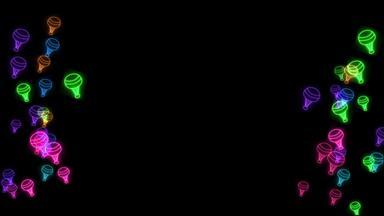 彩虹色彩斑斓的热空气气球慢跳舞复制空间中间框架黑色的屏幕