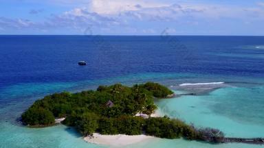 无人机视图旅行热带海视图海滩打破蓝色的海洋白色沙子背景