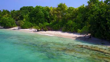 温暖的摘要放松海岸海滩野生动物绿松石环礁湖白色沙子背景日出