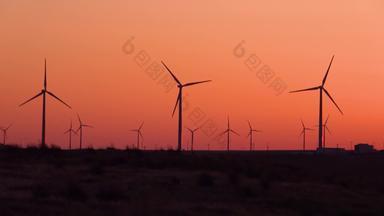 风涡轮机日落状态爱达荷州风景优美的视图风涡轮机权力发电机美国