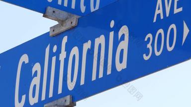 加州街路标志十字路口刻字十字路口路标象征夏季旅行假期美国<strong>旅游目的地</strong>文本站名牌城市这些洛杉矶路线