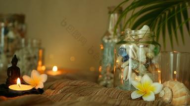 玻璃瓶填满贝壳珊瑚海洋项目蜡烛灯plumeria花坐着佛装饰