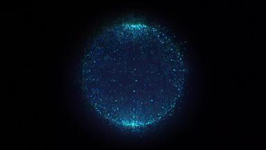 摘要蓝色的球动画人工情报数字科学方法可视化数据虚拟现实加载全息图跳舞粒子无缝的循环