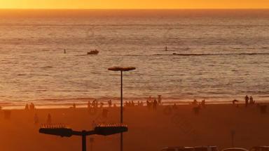 圣诞老人莫妮卡这些洛杉矶美国10月加州夏季海滩审美大气金日落认不出来人轮廓太阳射线太平洋海洋波
