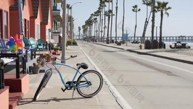 自行车巡洋舰自行车海洋海滩加州海岸美国<strong>夏季周</strong>期别墅棕榈树