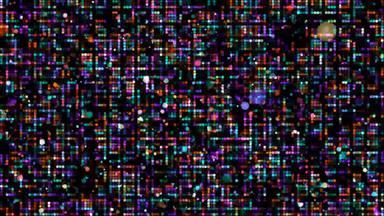 动画摘要红色的橙色黄色的紫罗兰色的阿卡蓝色的现货光粒子球模式波形振荡可视化波技术数字表面背景