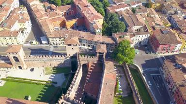 维罗纳意大利空中视图castelvecchio城堡无人机苍蝇城市空中视频