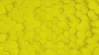快乐的黄色的极简主义未来主义的棱镜六边形蜂窝运动简约背景概念设计技术动画网格