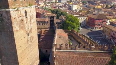 维罗纳意大利空中视图castelvecchio城堡无人机苍蝇墙塔空中视频