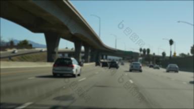 开车城际高速<strong>公路</strong>这些洛杉矶加州美国散焦视图车玻璃挡风玻璃忙号州际<strong>公路</strong>高速<strong>公路</strong>模糊郊区多个车道车道相机内部汽车