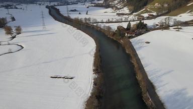 空中视频齐勒尔称河场提洛尔奥地利