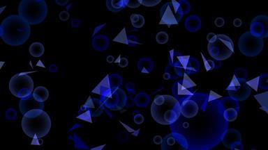 模糊泡沫黑暗蓝色的颜色多大小三角飞行运动黑色的屏幕背景