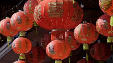 中国人一年灯笼唐人街祝福文本好运气财富健康