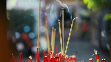 燃烧香棒烟中国人传统的神社