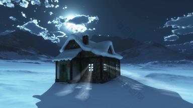 雪山月亮房子
