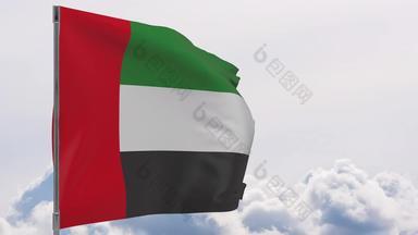 曼联阿拉伯阿联酋航空公司国旗波兰天空背景无缝的循环动画