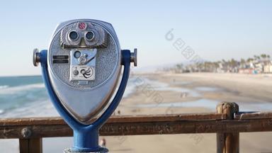 金属静止的观察塔查看器双筒望远镜加州码头美国硬币操作望远镜