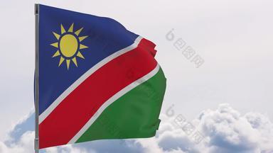 纳米比亚国旗波兰天空背景无缝的循环动画